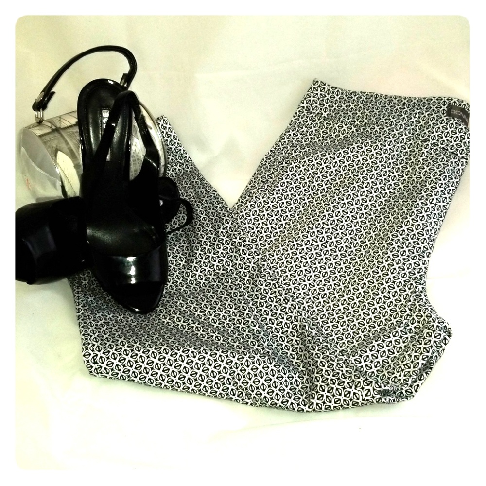 Donna Ricco Blue White  Geometric Print  Pants